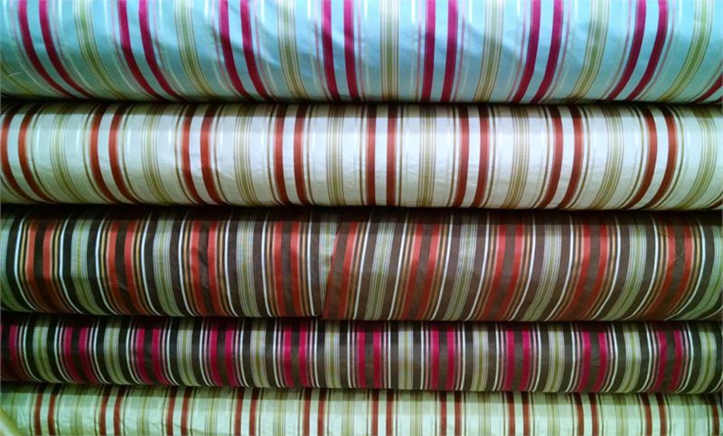 Casablanca Collection - Striped Silk Taffeta - Cream and Fuchsia - 1.75 Yard Remnant