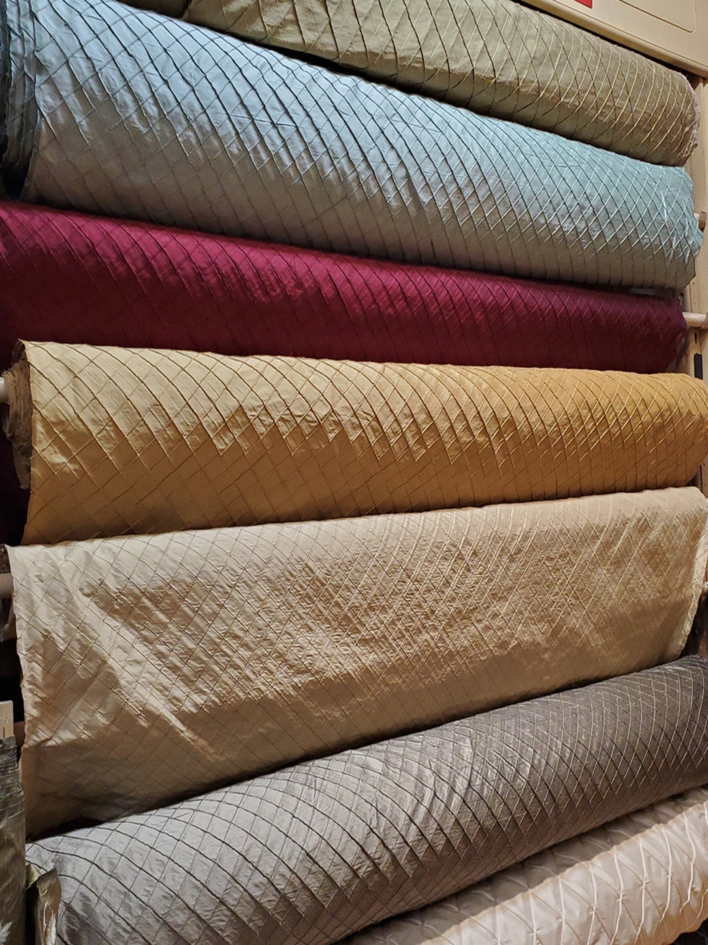 Harlequin Collection - Hand-Tucked Silk Dupioni - Bordeaux - 2.5 Yard Remnant