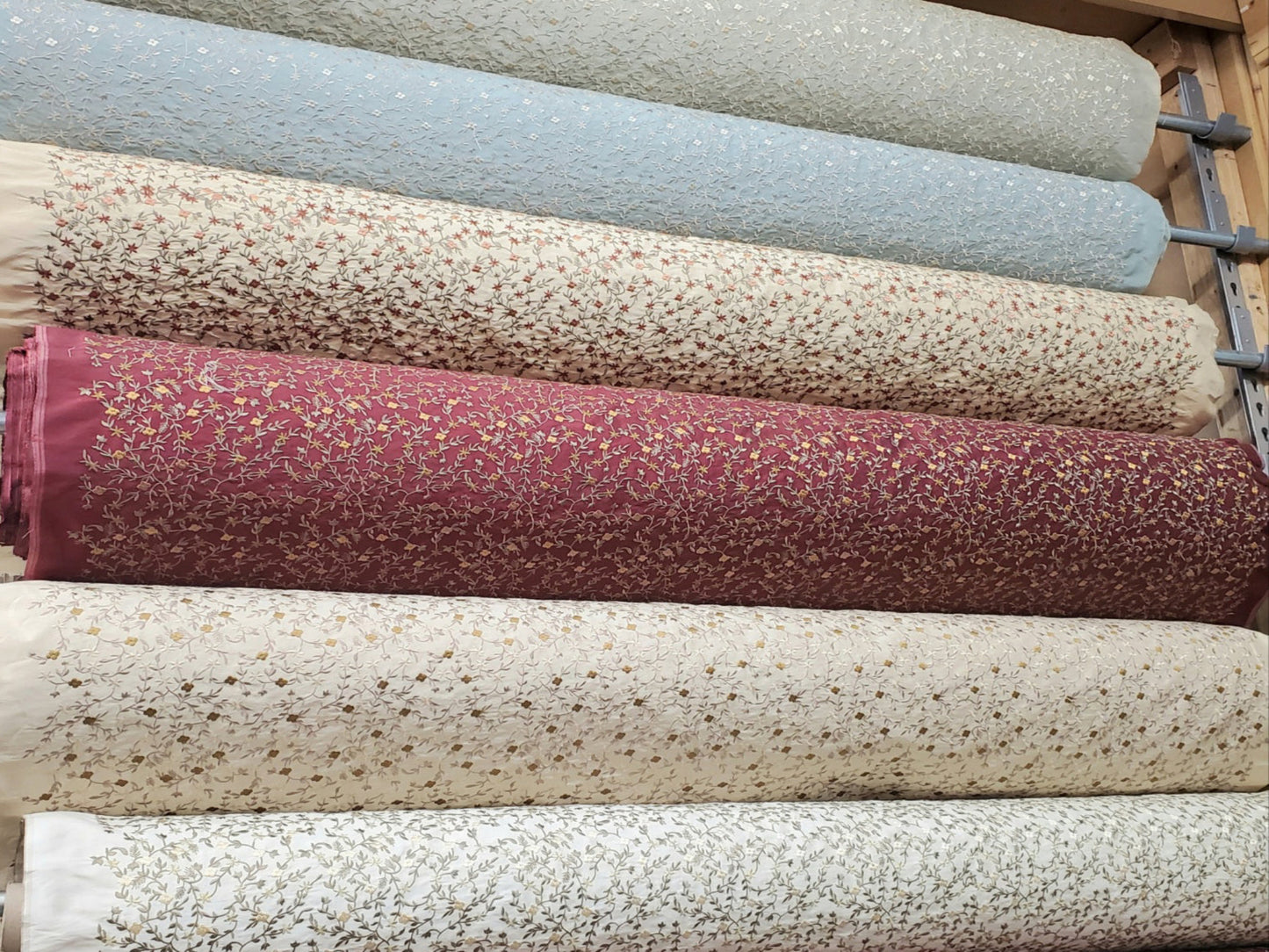 Starfish Garden Collection - Embroidered Silk Dupioni - Cinnamon