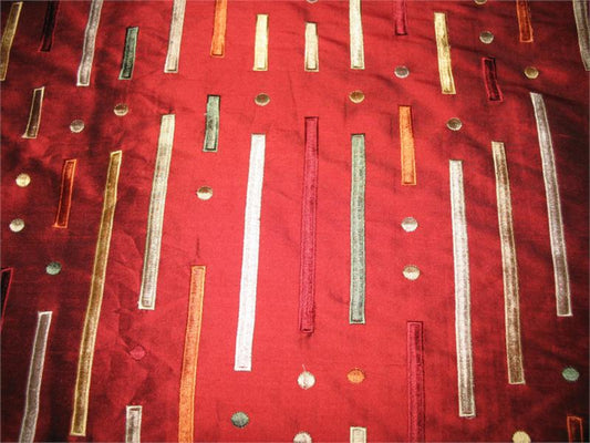 Bars & Baubles Collection - Embroidered Silk Dupioni - Garnet