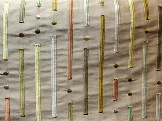 Bars & Baubles Collection  - Embroidered Silk Dupioni - Taupe