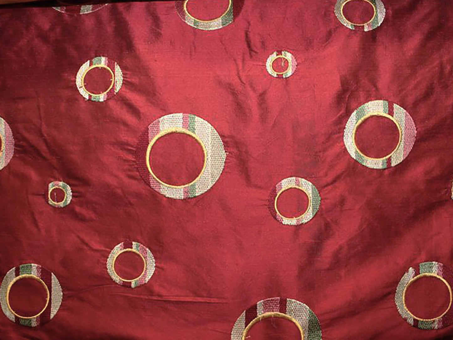 Swatch - Circulo Collection - Embroidered Silk Dupioni - Garnet