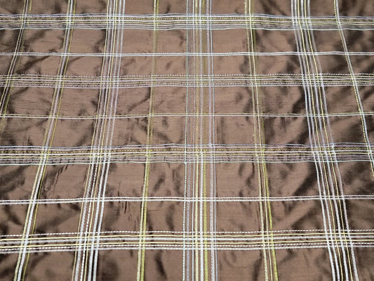 Old World Plaid Collection - Embroidered Silk Dupioni - Chocolate