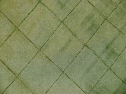 Field of Diamonds Collection - Hand-tucked Silk Dupioni - 3.25 Yard Remnant - Olive