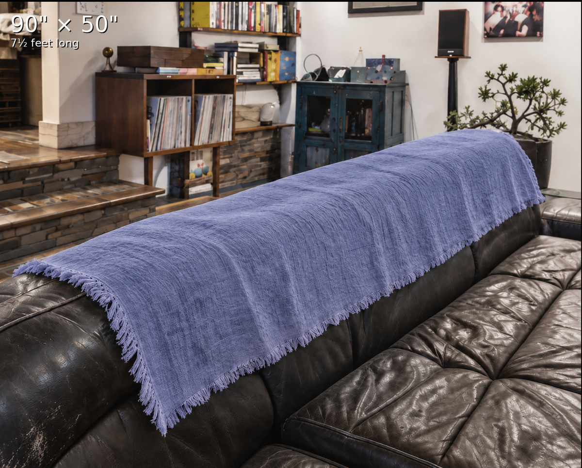 Handmade Linen Throw - Periwinkle