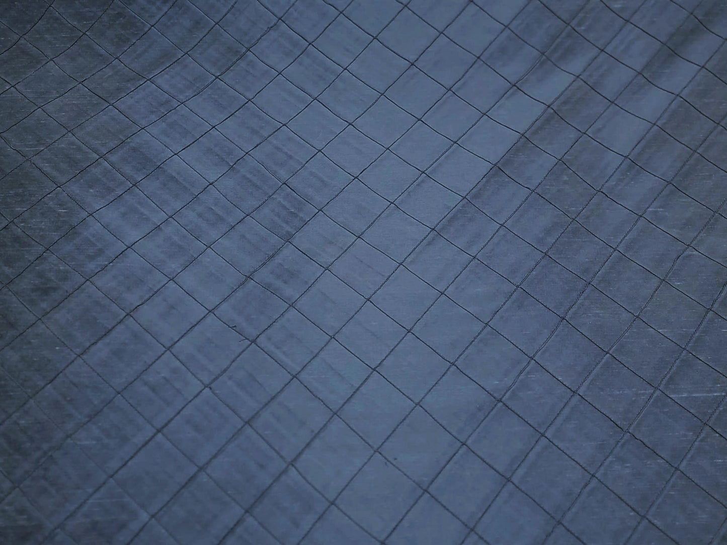 Field of Diamonds Collection - Hand-tucked Silk Dupioni - Navy - 5 Yard Remnant