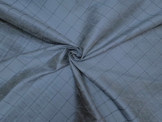 Field of Diamonds Collection - Hand-tucked Silk Dupioni - Navy - 5 Yard Remnant