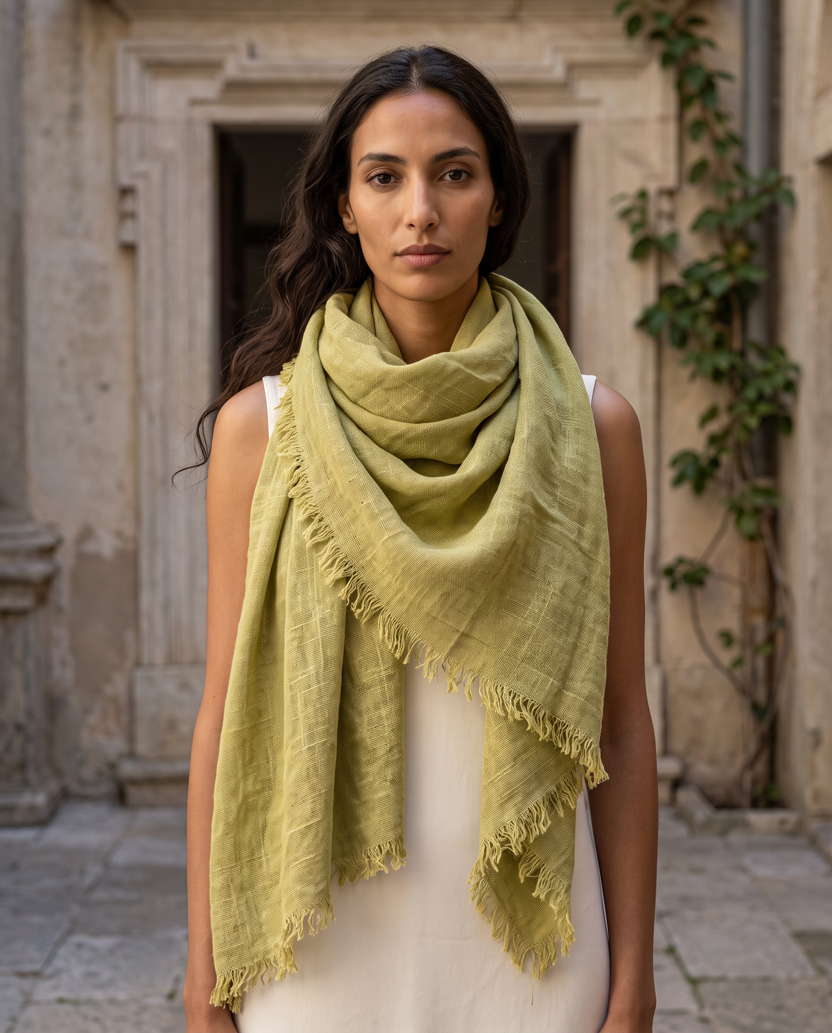 Handmade Linen Throw - Chartreuse