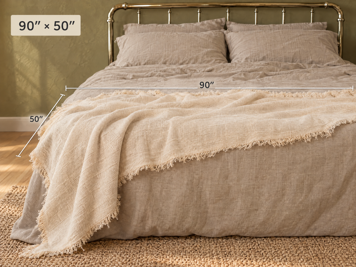 Handmade Linen Throw - Natural