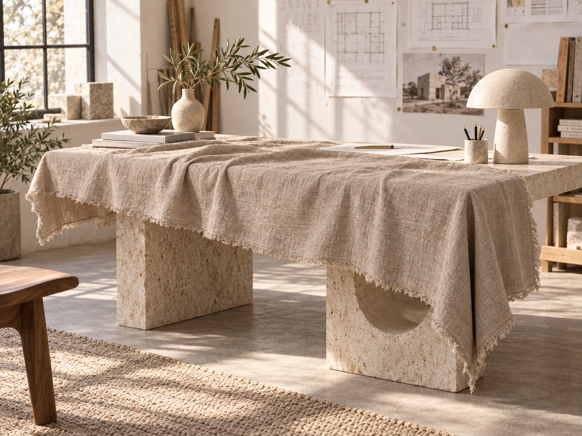 Handmade Linen Throw - Oatmeal