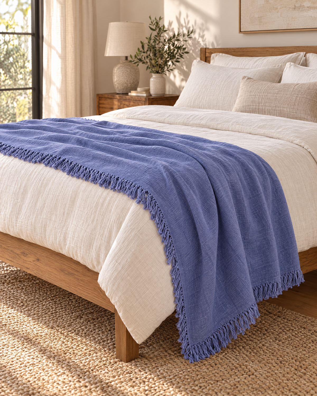 Handmade Linen Throw - Periwinkle