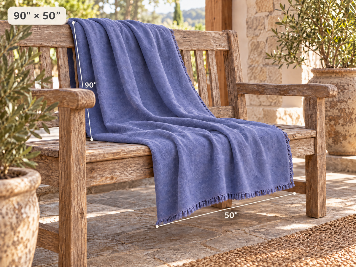 Handmade Linen Throw - Periwinkle