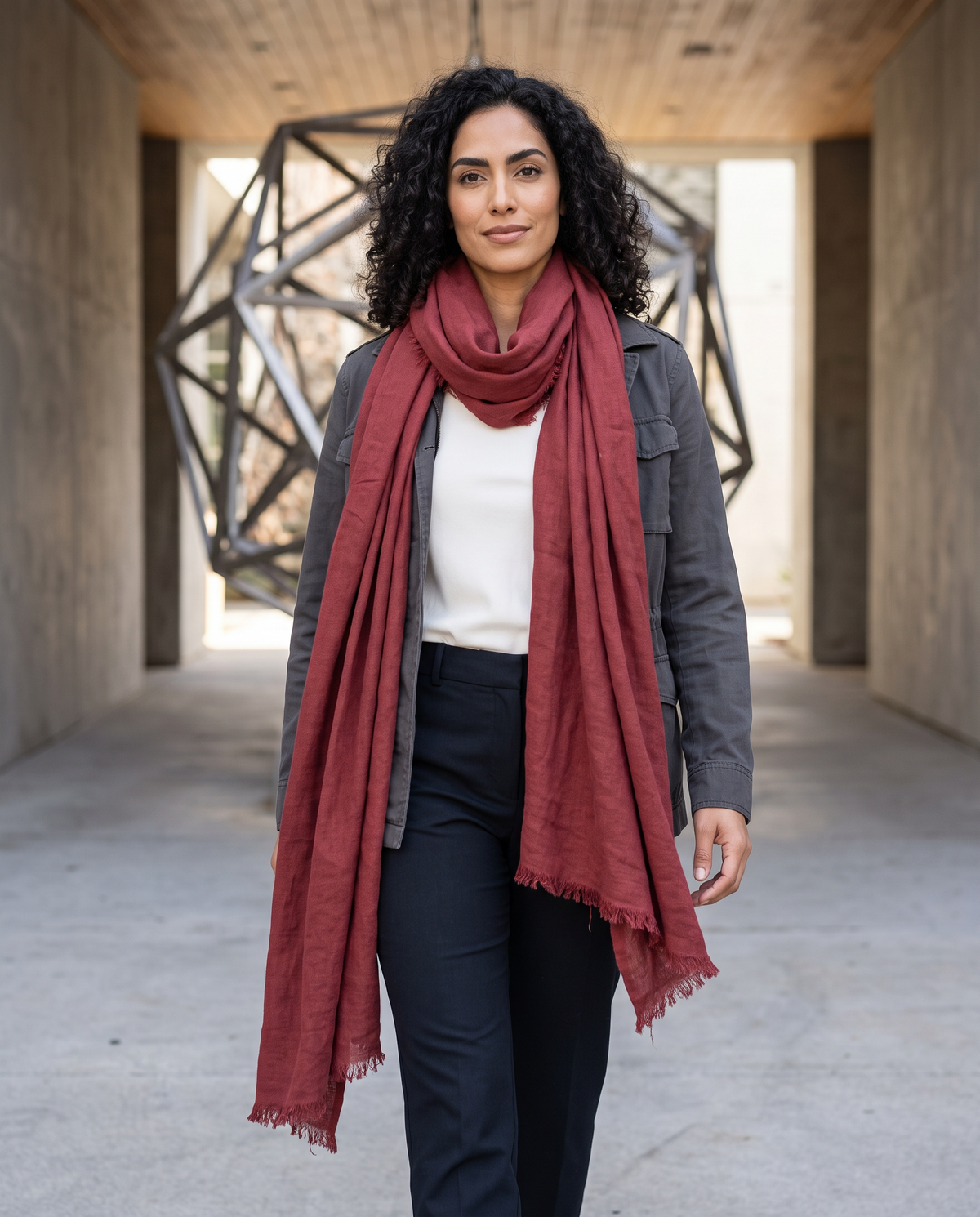 Handmade Linen Throw - Scarlet