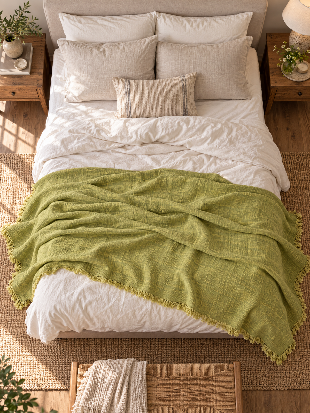 Handmade Linen Throw - Chartreuse