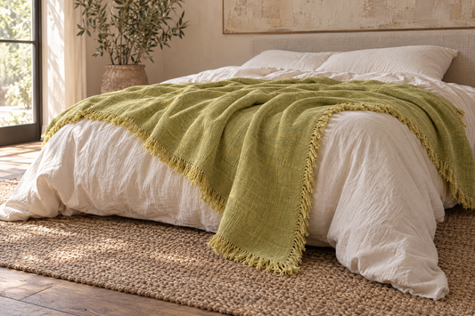 Handmade Linen Throw - Chartreuse