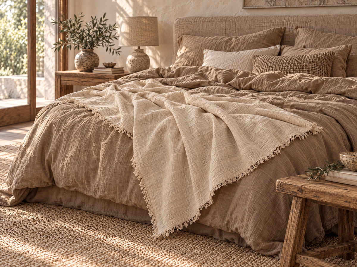 Handmade Linen Throw - Natural