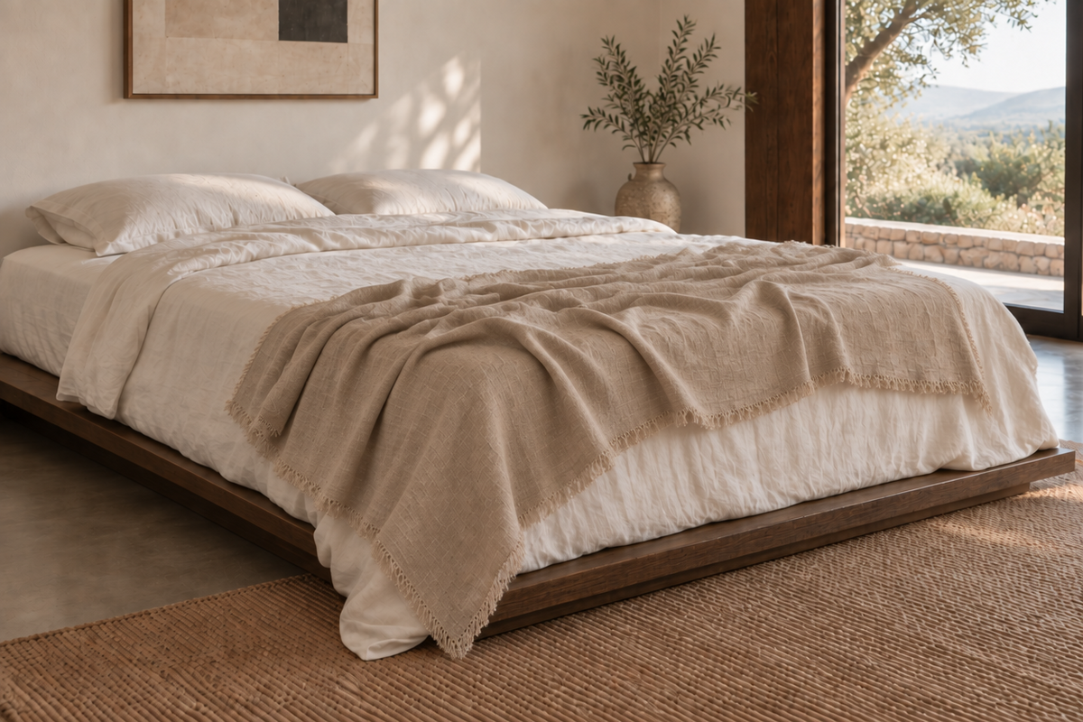 Handmade Linen Throw - Oatmeal