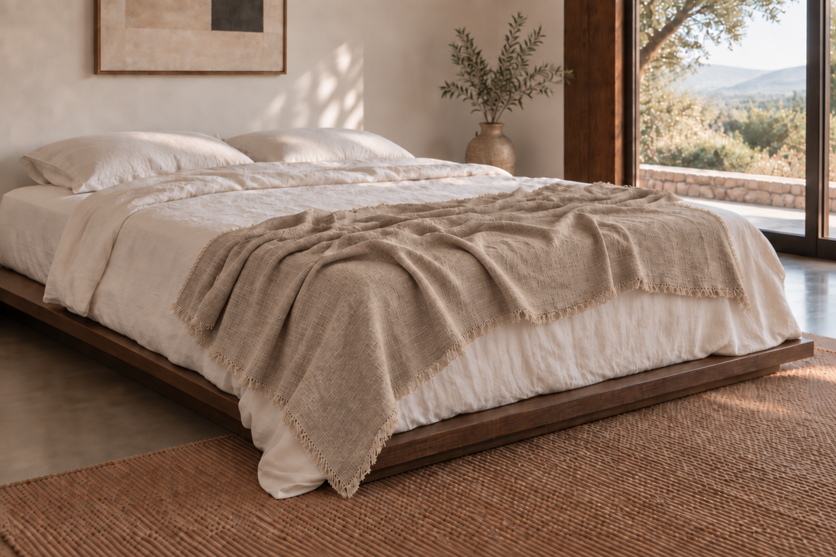 Handmade Linen Throw - Oatmeal