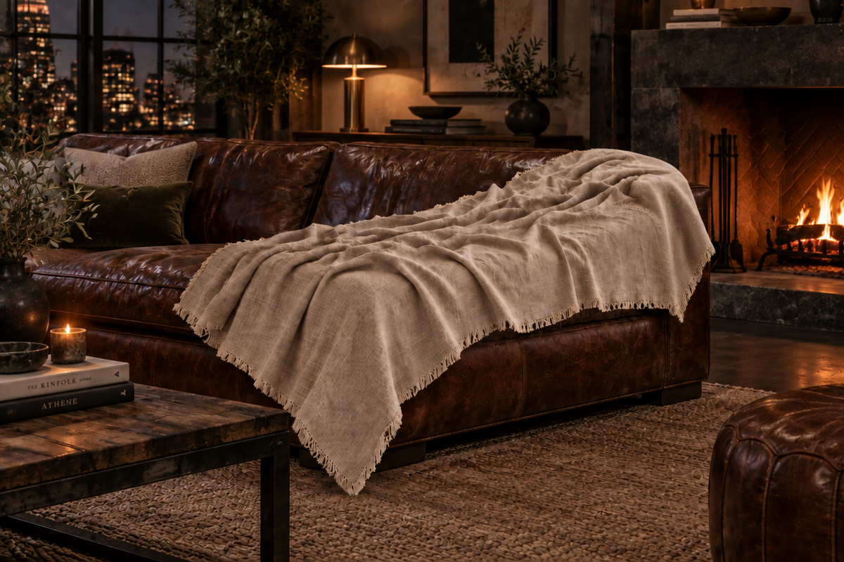 Handmade Linen Throw - Oatmeal