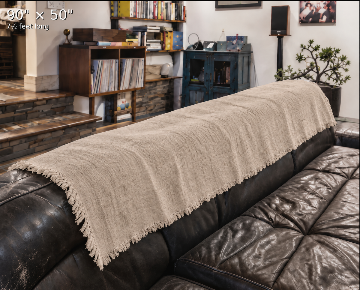 Handmade Linen Throw - Oatmeal