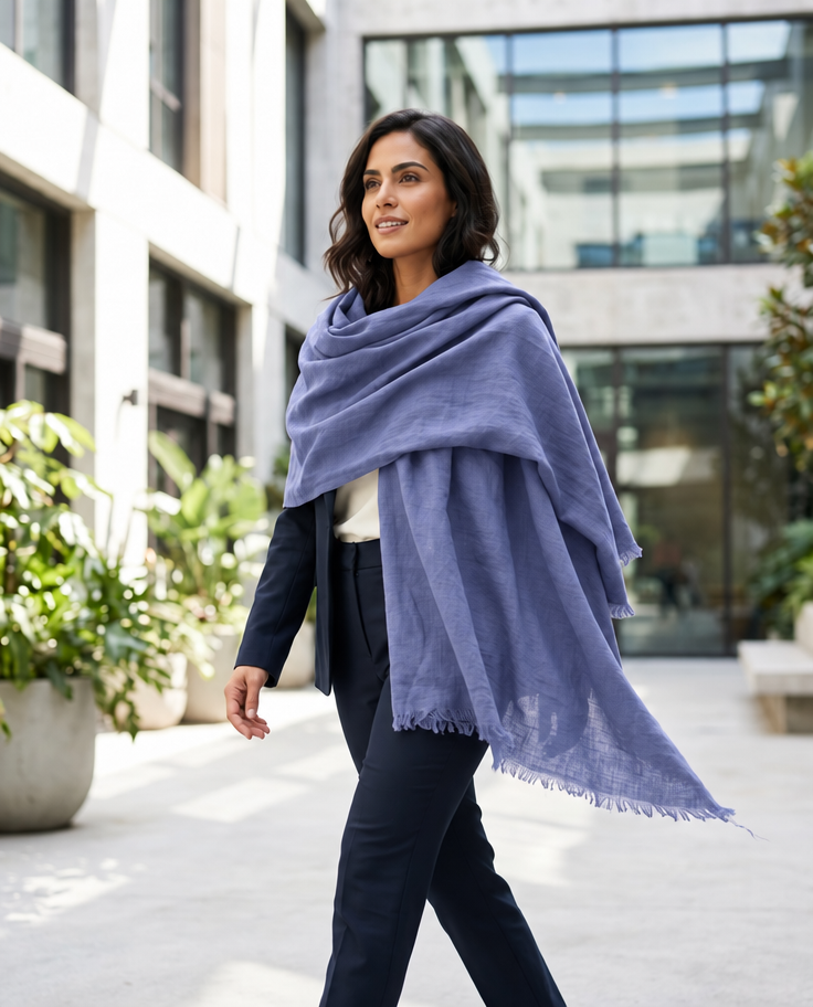 Handmade Linen Throw - Periwinkle