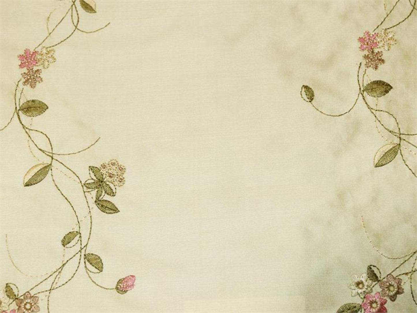 Italian Garden - Embroidered Silk Dupioni - Creamy Ivory - 5.25 Yard Remnant