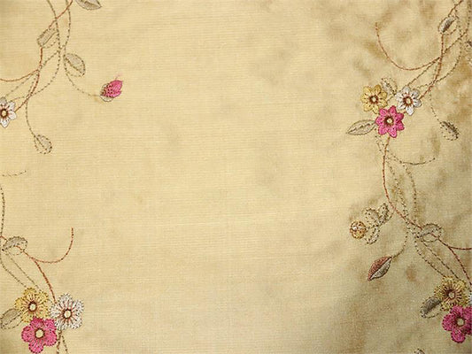 Italian Garden - Embroidered Silk Dupioni - Gold