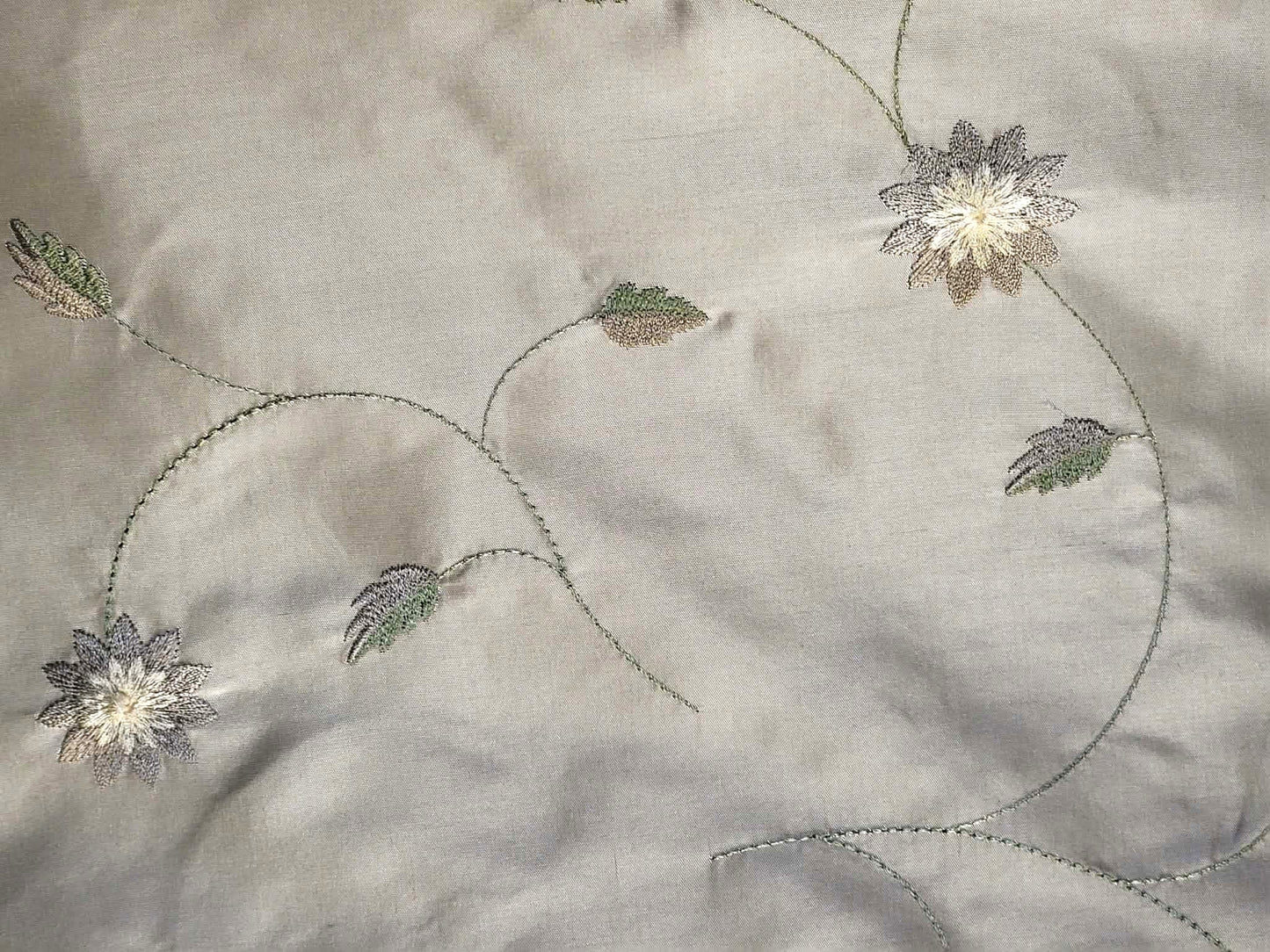 Swatch - Jekyll Island Collection - Embroidered Silk Taffeta - Platinum