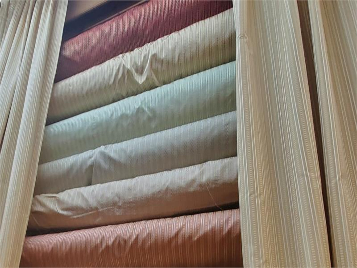 Paseo Collection - Woven Striped Silk Taffeta Crimson - 3 Yard Remnant