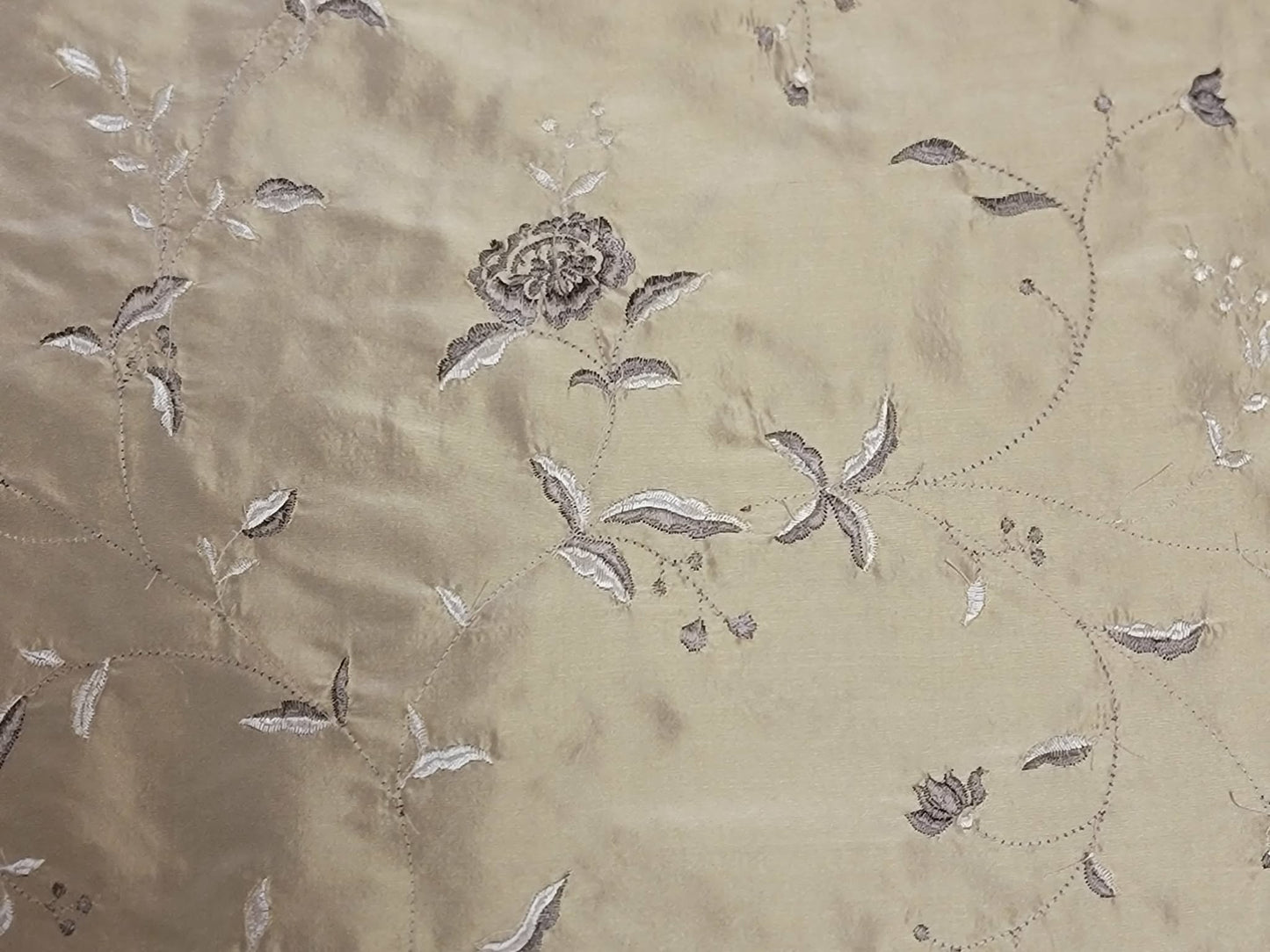Pastoral Collection - Embroidered Silk Taffeta - Gold - 5 Yard Remnant