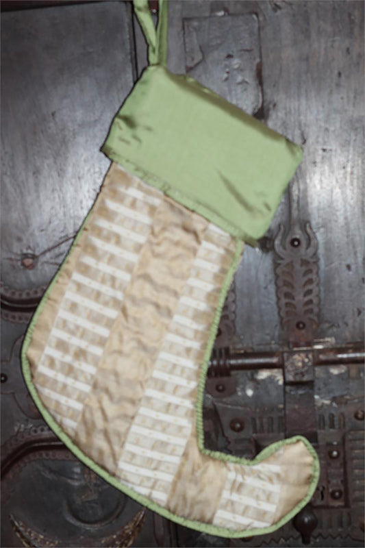 Silk Brocade Stocking - City Lights - Gold - Lined in Satin Silk