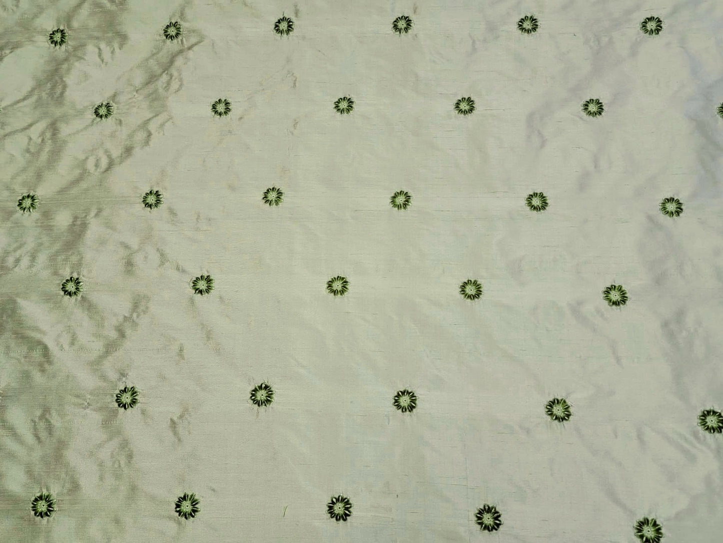 Blossom Collection - Velvet Embroidered Silk Dupioni - Sage