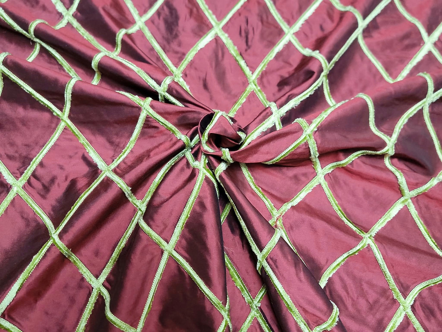 Diamond Bar Collection - Velvet Embroidered Silk Dupioni - Garnet