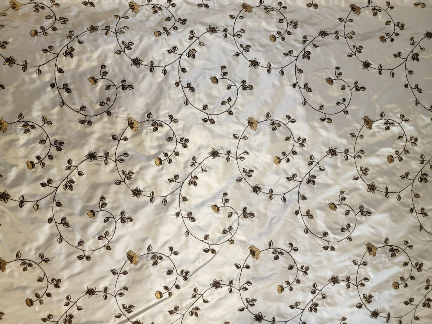 Vineland Collection - Velvet Embroidered Silk Taffeta - Goldenrod - 2.5 Yard Remnant