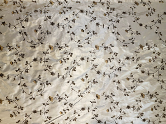 Swatch - Vineland Collection - Velvet Embroidered Silk Taffeta - Goldenrod