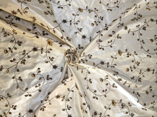 Vineland Collection - Velvet Embroidered Silk Taffeta - Goldenrod - 2.5 Yard Remnant